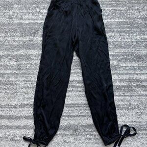 BCBGMAXAZRIA Black Silky Joggers with Ankle Ties